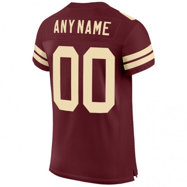 Custom Burgundy Cream Mesh Authentic Football Jersey