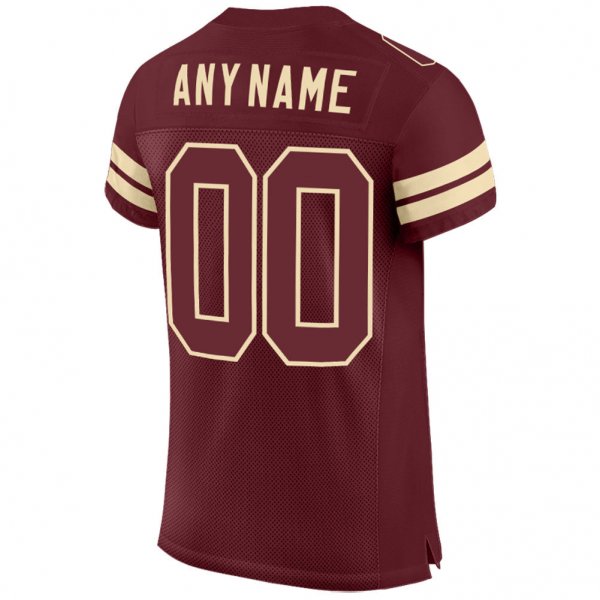 Custom Burgundy Burgundy-Cream Mesh Authentic Football Jersey