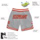 Custom Silver Gray Orange-White Authentic Throwback Basketball Shorts