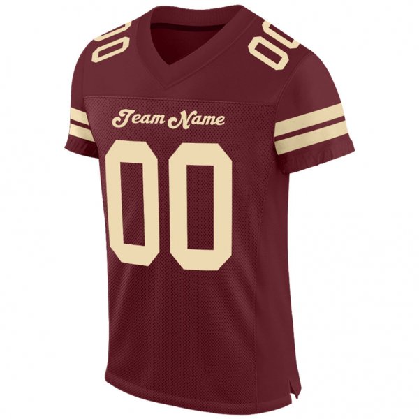 Custom Burgundy Cream Mesh Authentic Football Jersey