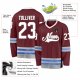 Custom Burgundy White-Blue Hockey Jersey