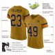 Custom Old Gold Black-Orange Mesh Authentic Football Jersey