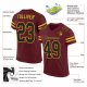 Custom Burgundy Black-Gold Mesh Authentic Football Jersey