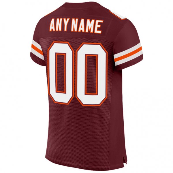 Custom Burgundy White-Orange Mesh Authentic Football Jersey