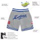 Custom Silver Gray Royal-Red Authentic Throwback Basketball Shorts